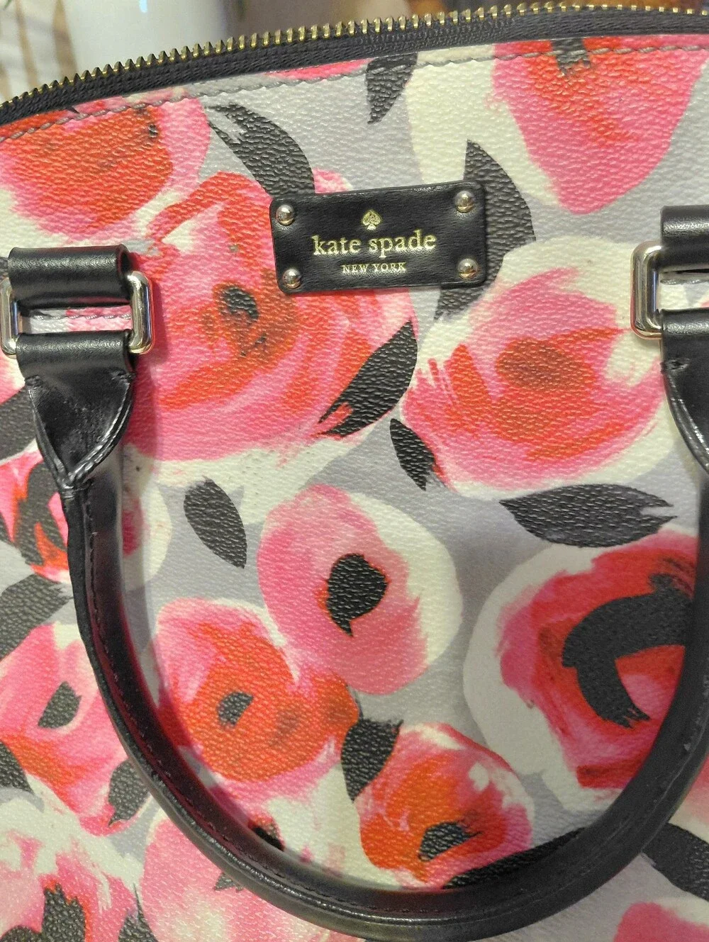Kate Spade Handbag Carli Grove Street Printed Rose Bud Canvas Water Resistant - Picture 3 of 6
